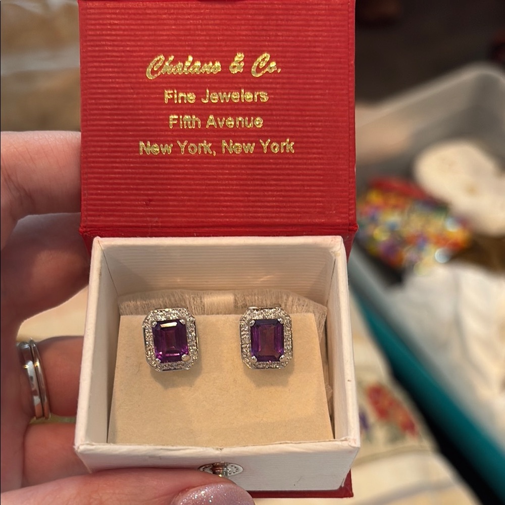 Sophisticated Purple and Silver Gemstone Earrings